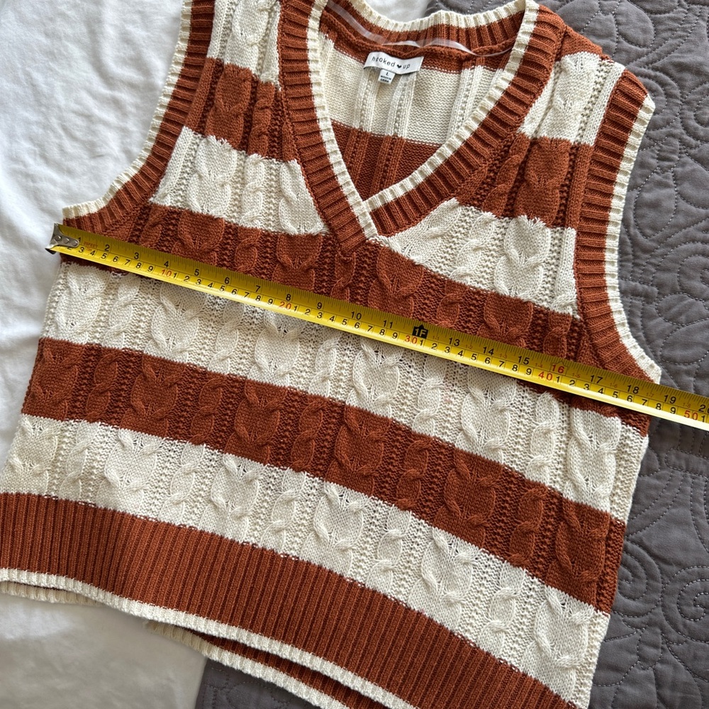 Burnt Orange and Cream Knit Sweater Vest - Picture 5 of 6